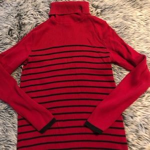Red and Black Stripped Turtleneck